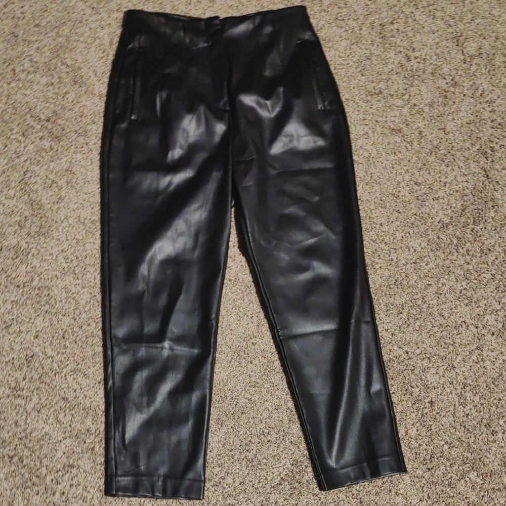 Black Faux Leather Pants by Timing